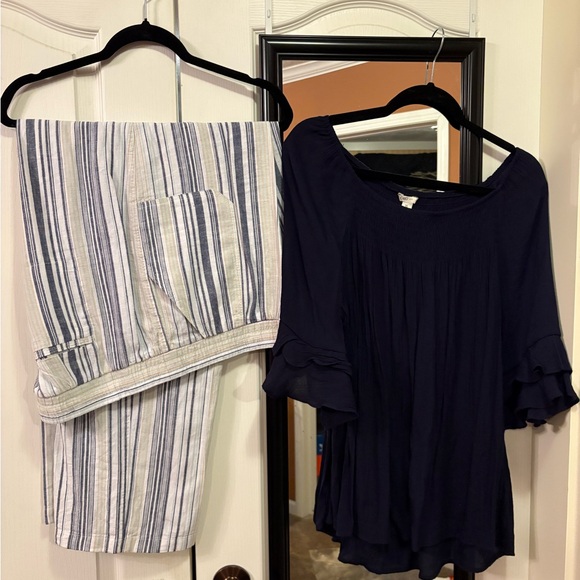 Cato Navy and Cream Striped Pants - Picture 3 of 3